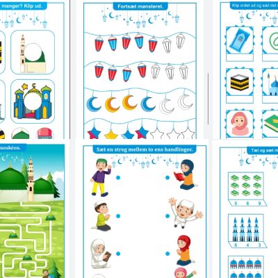 Opgavehæfte med 30 ramadan opgaver 3-8år (Print selv)
