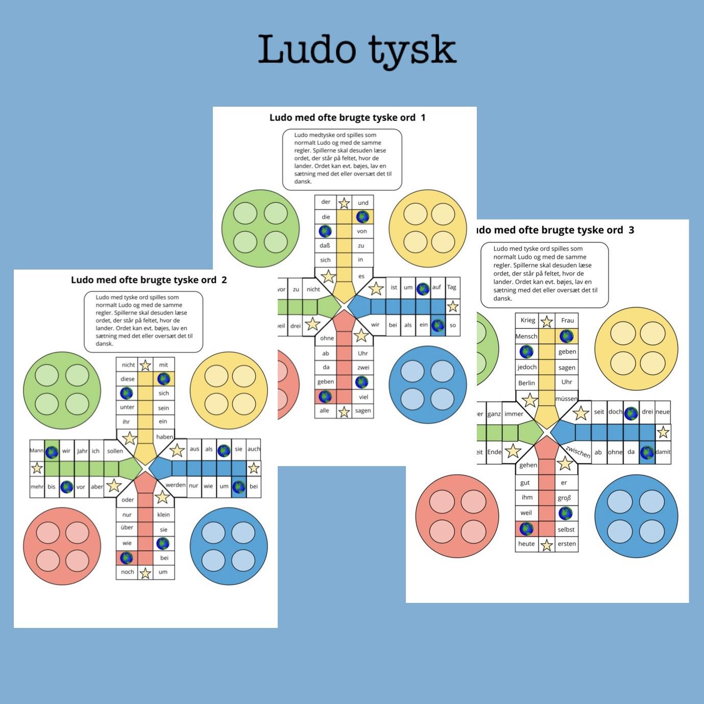 Se Ludo tysk - 3 spil (Print selv) hos Leg og Lektie