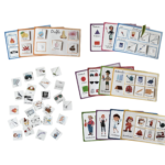 Sprogkort 2 - sprogudvikling med piktogrammer (job, sanser, materiale, farver, former)