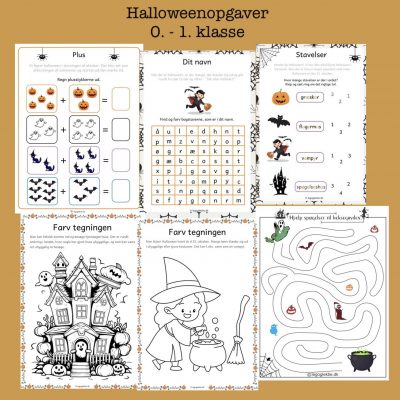 Halloweenopgaver 0. - 1. klasse (Print selv)