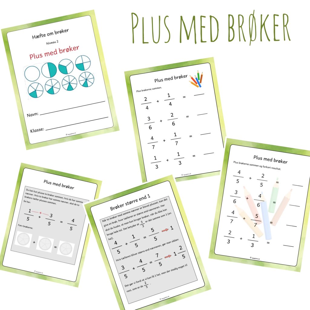 Opgavehæfter om brøker - matematik mellemtrin (Print selv) - Leg og ...