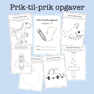 Prik-til-prik opgaver - lær om tal og talrækker (Print selv)