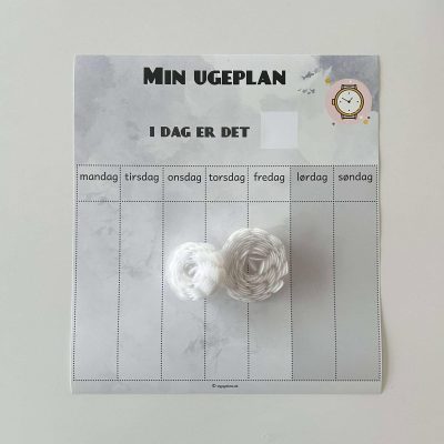 Min ugeplan grå - KUN plakat og velcro