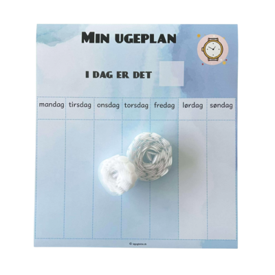 Min ugeplan blå - KUN plakat og velcro