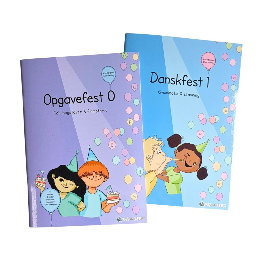 Opgavefest 0 og danskfest 1 to opgavebøger til dansk indskoling.
