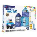 Magna-Tiles politistation med politibil med lys og lyd. Legetøj med magneter til børn.