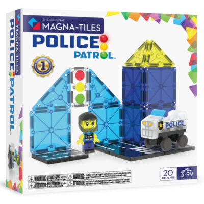 Magna-Tiles politipatrulje politistation. Legetøj med magneter til børn.