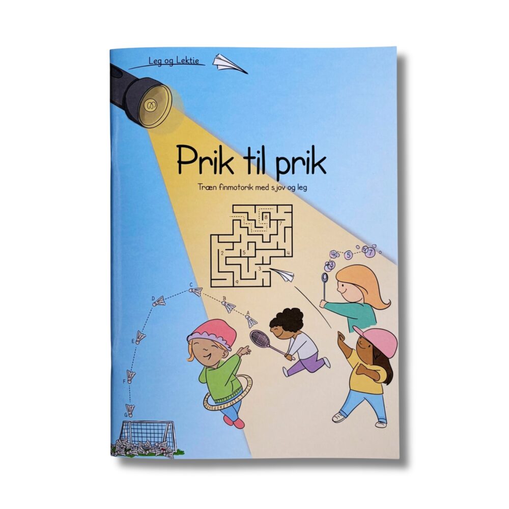 Prik til prik opgavebog med labyrinter og prik til prik til førskole 0. klasse og skolestart.